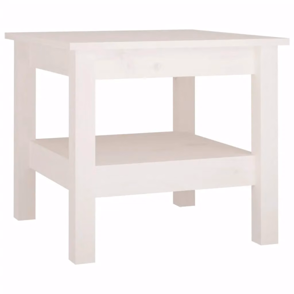 Berkfield Home White Solid Wood Pine Coffee Table, W/D/H: 45 x 45 x 40 cm – 2