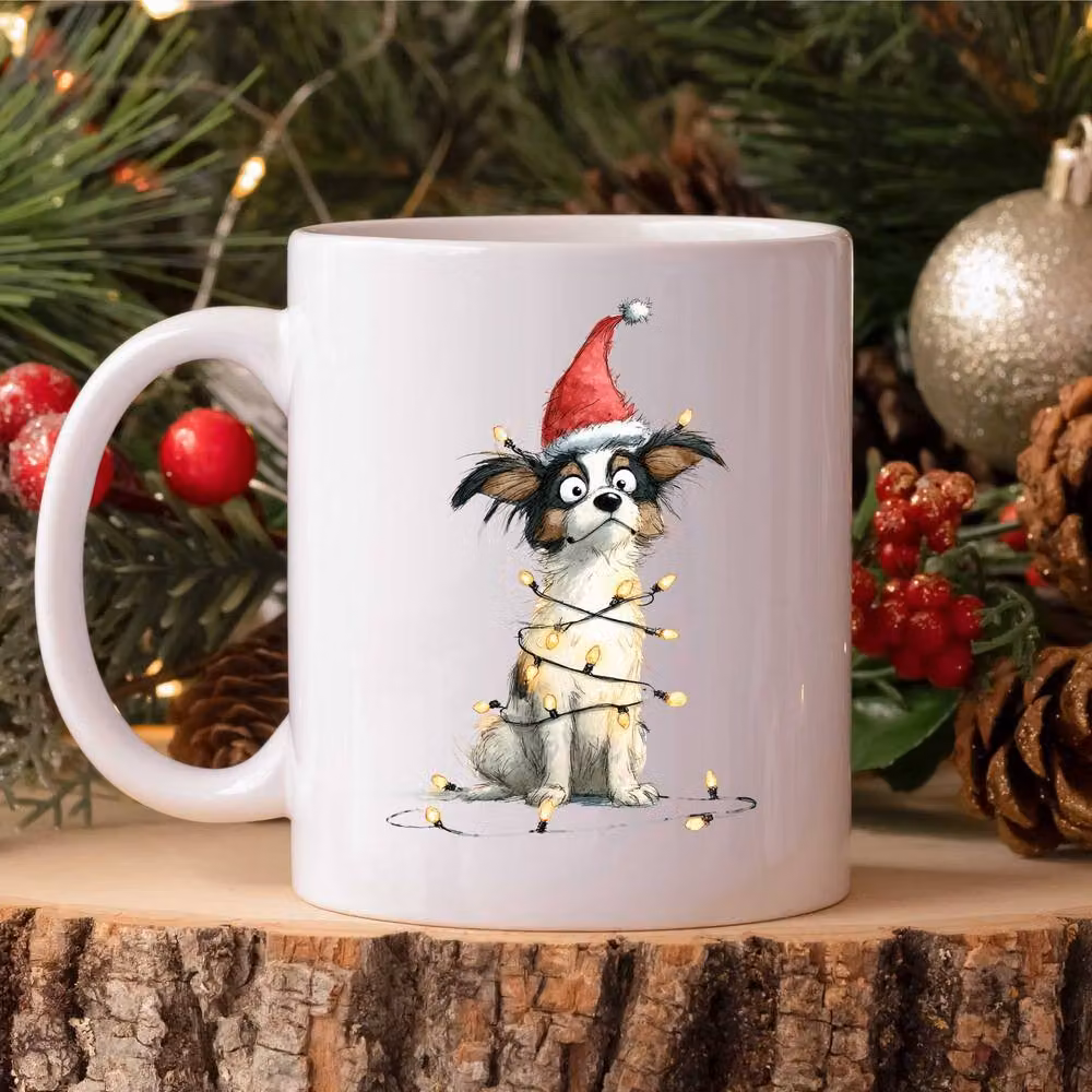 60 Second Makeover Papillon Christmas Lights Ceramic Mug in White – 2