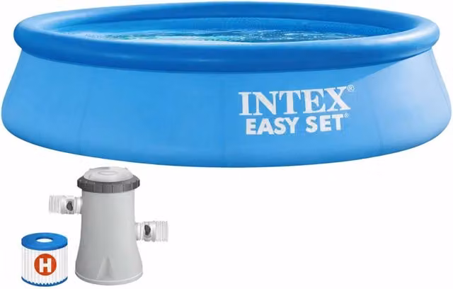 Intex Easy Set Round Above Ground Pool with Filter Pump, Blue, W: 305 cm, H: 76 cm