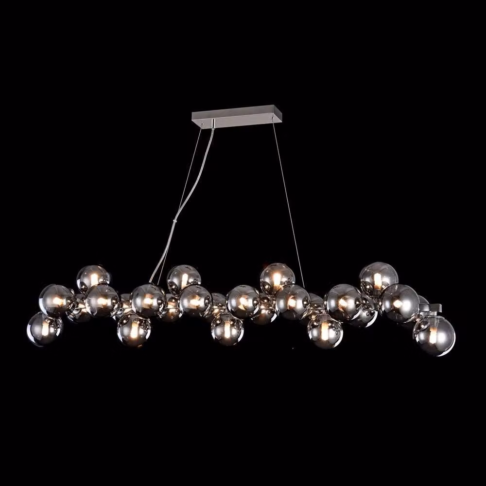 Netlighting Dallas Ceiling Pendant Lamp in Chrome and Grey with 25 G9 Lights – 3