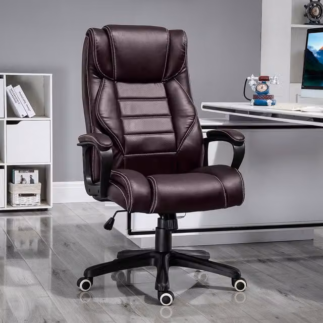 Vinsetto 6 Points Massage Executive Office Chair in Brown Synthetic Leather