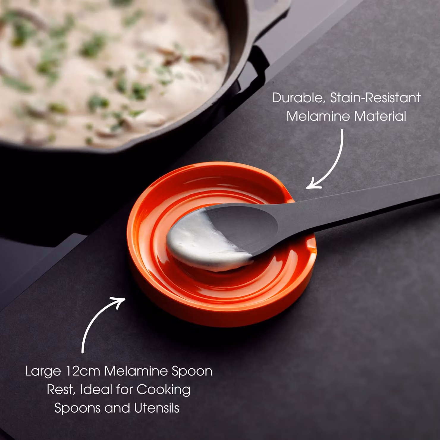 Zeal Melamine Circular Spoon Rest, Orange, Diameter: 12 cm – 2