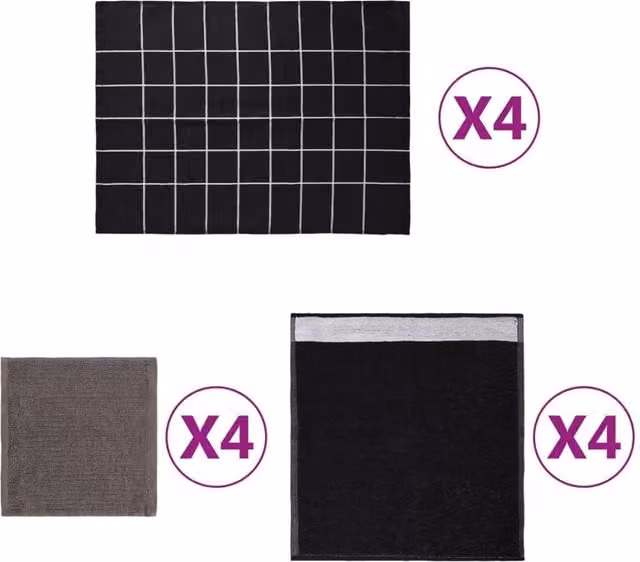 Berkfield Home 12 Piece Black Cotton Towel Set for Adults