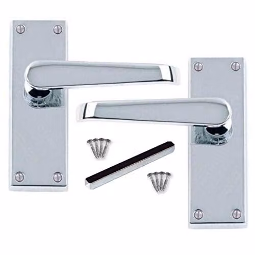 Golden Grace Victorian Straight Lever Latch Door Handles in Polished Chrome