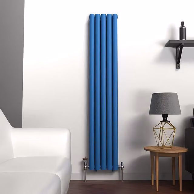 Lux Heat Oval Coloured Vertical Radiator in Galaxy Blue, H: 160 cm, W: 30 cm