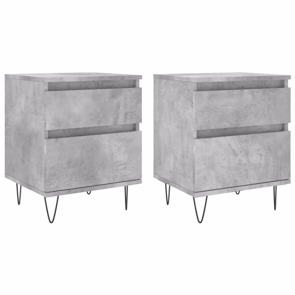 Berkfield Home Set of 2 Modern Bedside Cabinets in Concrete Grey, W/D/H: 40 x 35 x 50 cm