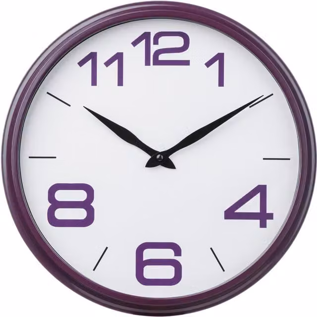 Premier Housewares Round Purple Plastic Quartz Wall Clock