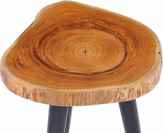 Berkfield Home Round Solid Teak and Mango Wood Coffee Table in Brown, W/D: 40 x 45 cm – 1