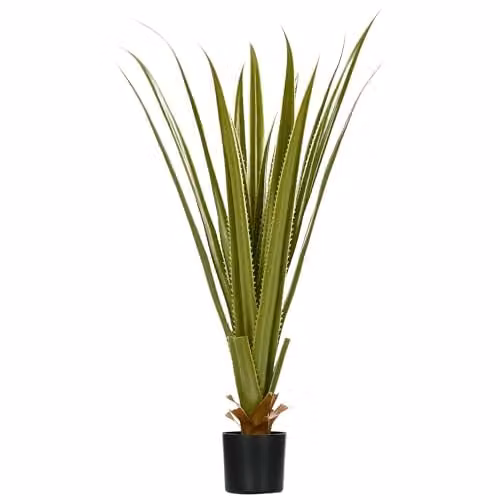 HOMCOM Green Artificial Agave Succulent Plant in a Potted Concrete Base, H 90 x W 12.5 x D 12.5 cm