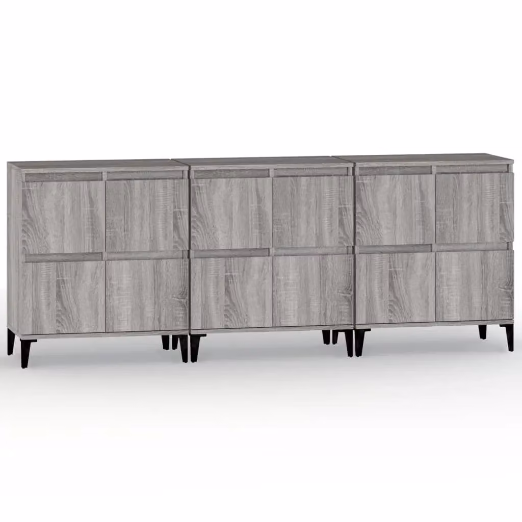 Berkfield Home 3-Piece Sideboard Set in Grey Sonoma, Engineered Wood, W/D/H: 60 x 35 x 70 cm – 2