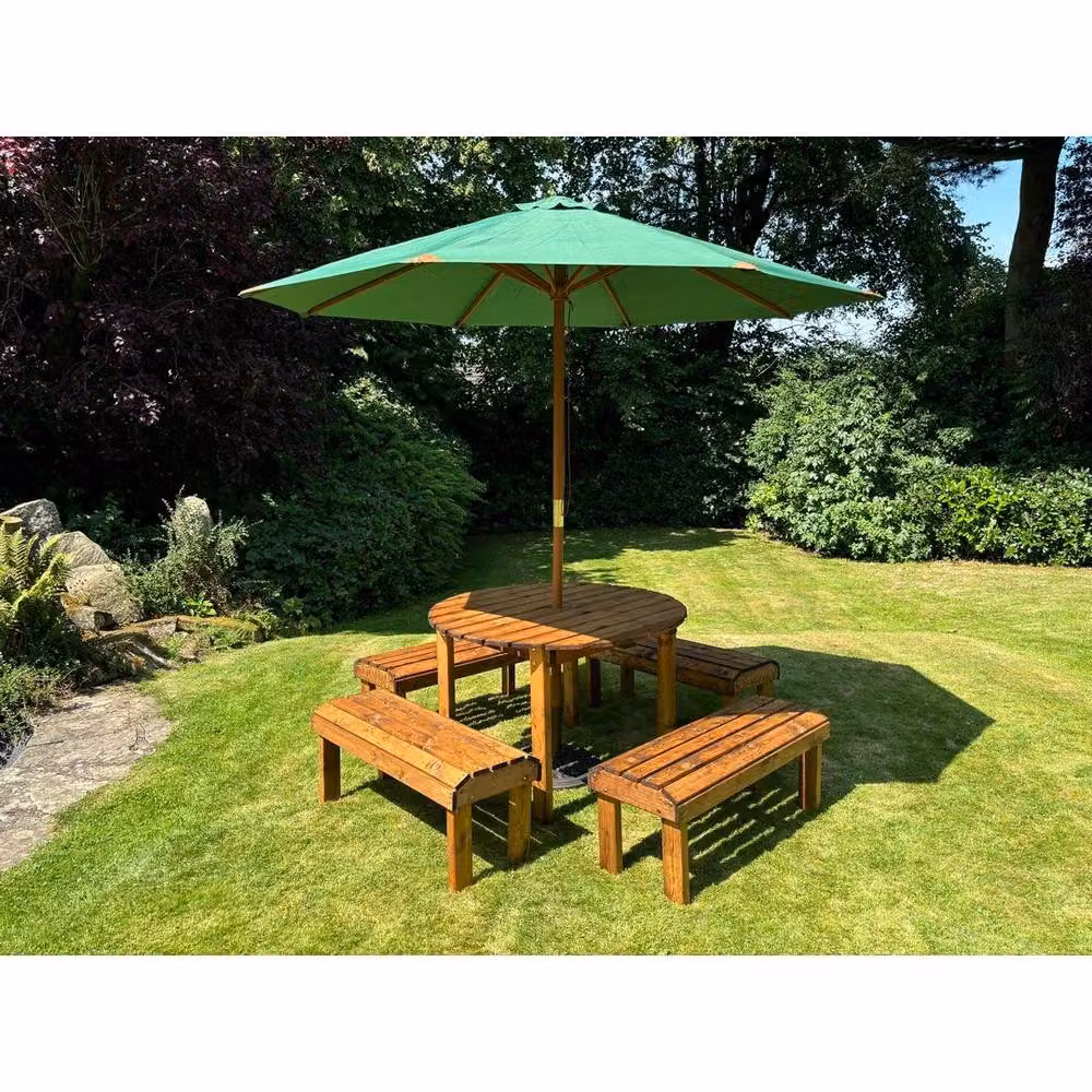 Charles Taylor Knights Eight Seater Round Garden Furniture Table Set in Brown – 2