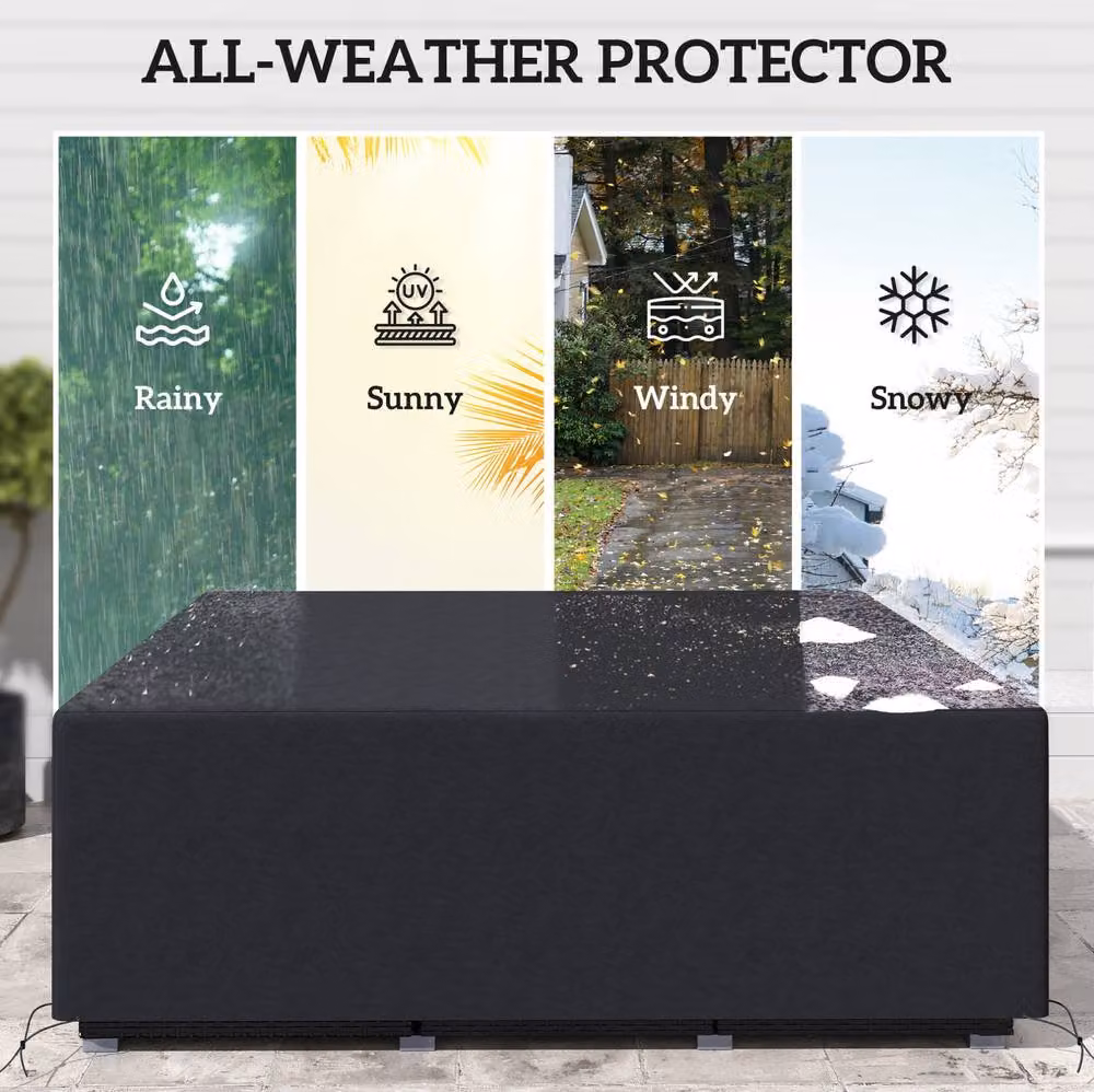 STILVORA Water-Repellent Corner Sofa Garden Furniture Cover, Black, W: 225 cm x D: 210 cm x H: 70 cm – 3