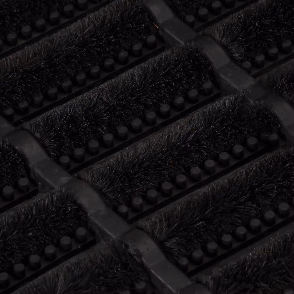 Berkfield Home Rectangular Door Mat, Black, W/D: 60 x 40 cm, Rubber and Coir – 4