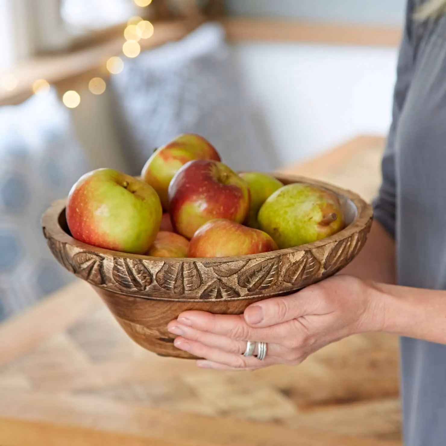 Paper High Natural Mango Wood Serving Bowl in Brown – 2