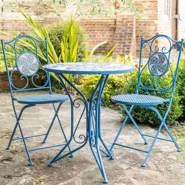 Ascalon Design Ltd 3-Piece Blue Geometric Mosaic Bistro Set
