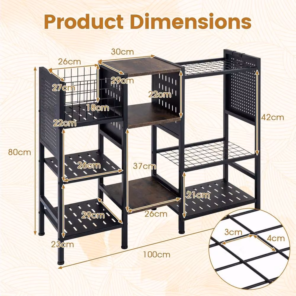 VOGREX 3-Tier Garden Tool Organizer with Wooden Shelves, Black, Medium – 2