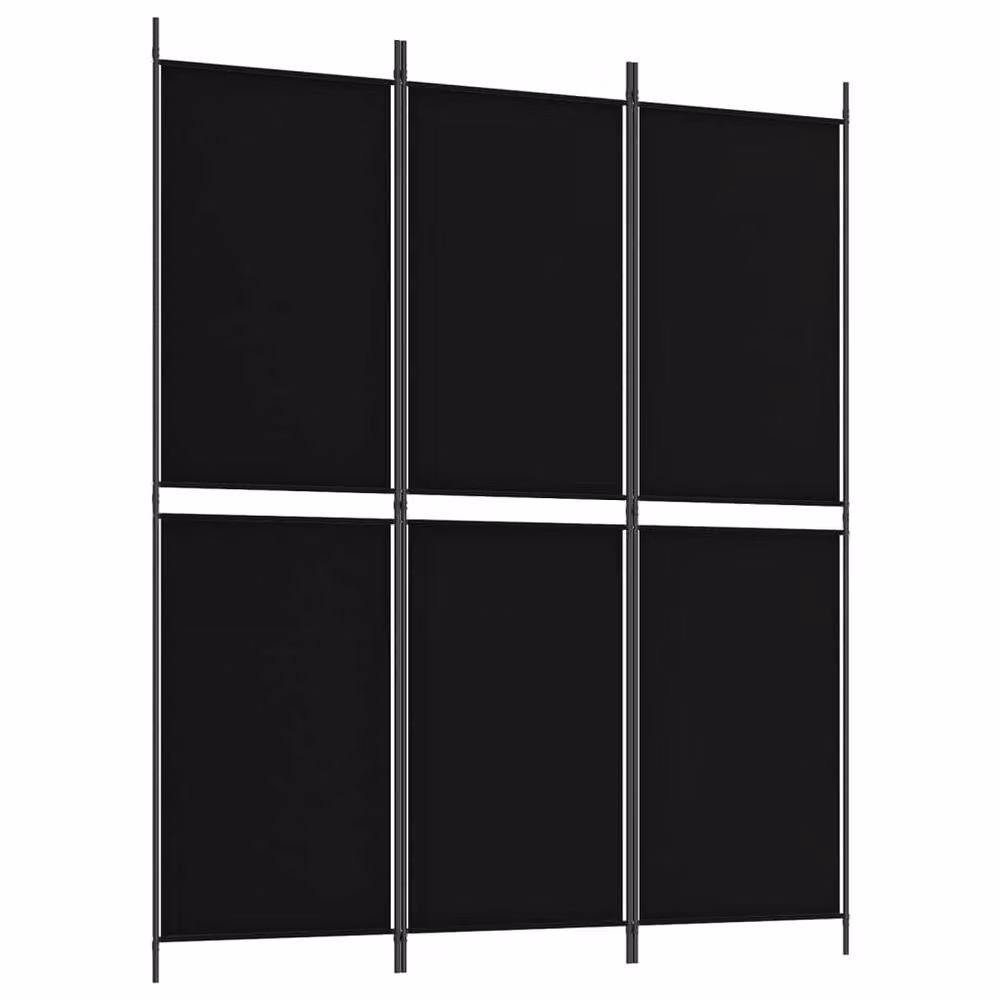 Berkfield Home 3-Panel Fabric Room Divider in Black, W/H: 150 x 180 cm – 2