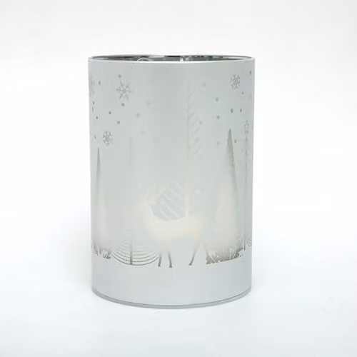 Shatchi Silver Etched Glass Cylinder Christmas Vase Table Lamp with LED Fairy Lights, Height: 17 cm – 2