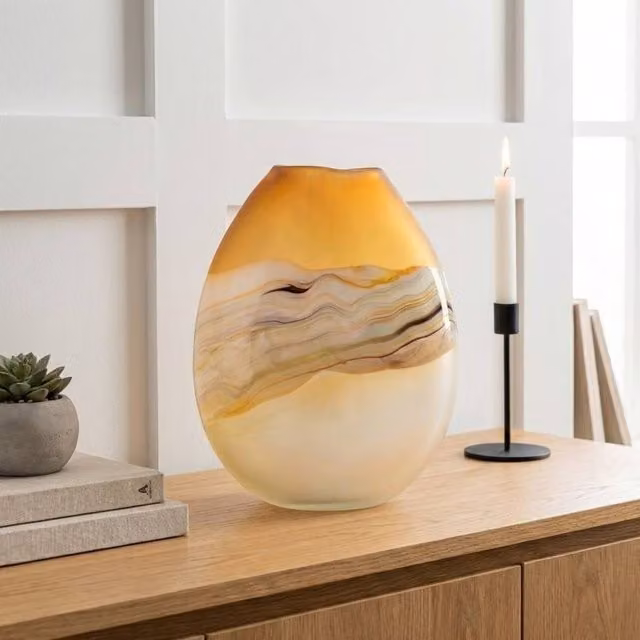 Garden Greatness Lucius Frosted Citrine Multicolour Glass Tabletop Vase