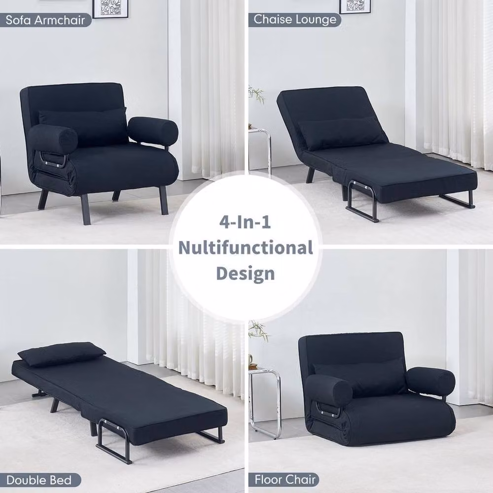 PAWNORA 4-in-1 Folding Sofa Bed and Sleeper Chair in Black – 4