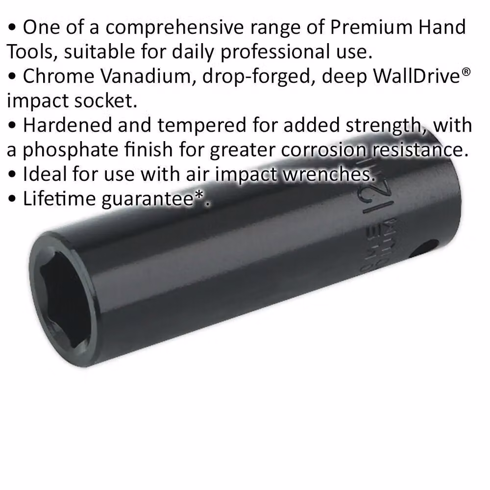 Loops 12mm Forged Deep Impact Socket, 3/8 Inch Sq Drive, Chrome Vanadium Wrench Socket in Black and Multicolour – 2