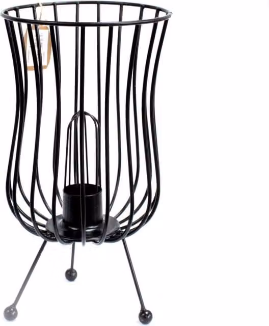 KDMD Tall Industrial Iron Floor Brazier Lamp in Black with Bulb Included – 1