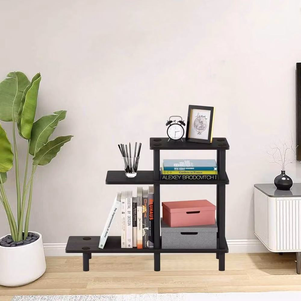 EONLION Black Modern Side Table with Shelves – 5