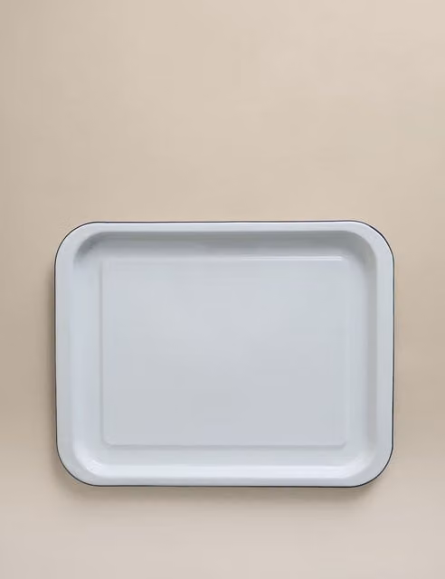M&S Blue and White Enamel Rectangular Roasting Dish