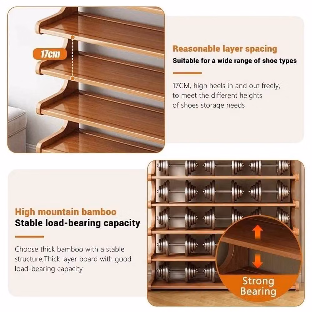 PAWNORA 6-Tier Wooden Storage Shelves and Shoe Rack in Brown – 3