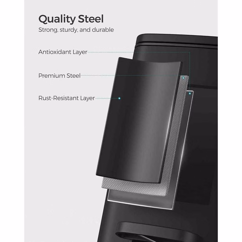 The Bazaarist Compact Steel Kitchen Pedal Bin with Soft Close and Removable Inner Bucket, Black – 6