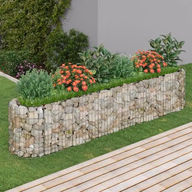 Berkfield Home Silver Galvanised Steel Gabion Raised Bed W/D/H: 260 x 50 x 50 cm