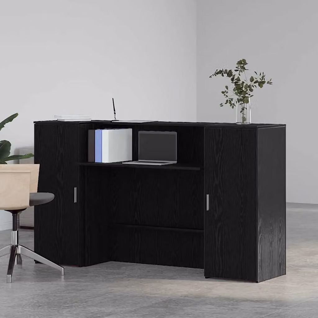 Berkfield Home Black Oak Reception Desk, W/D/H: 180 x 50 x 103.5 cm – 3