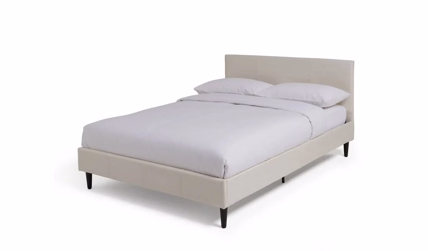 Cheap Furniture Warehouse Modern Upholstered Small Double Bed Frame in White Synthetic Leather, W/D/H: 120 x 200 cm