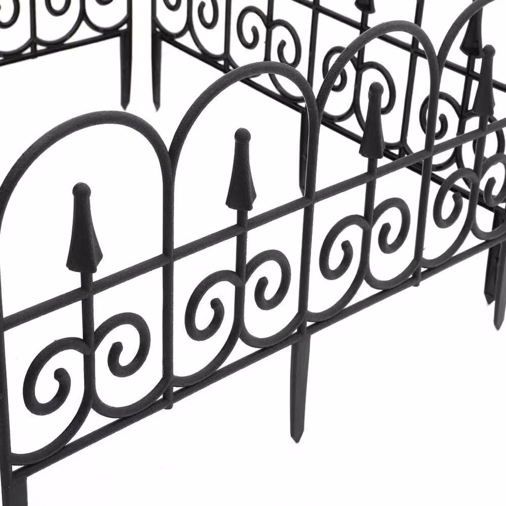 SPETLEK Black Metal Effect Plastic Garden Border Fence for Lawn and Grass, 0.6m2 – 3