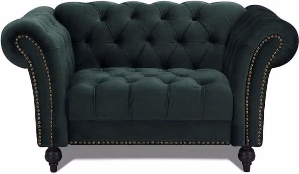 TGC Monroe Green Velvet Fabric 1.5 Seater Chesterfield Sofa