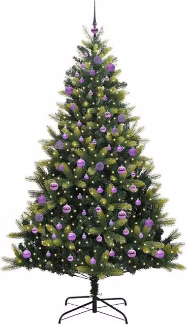Berkfield Home Realistic Artificial Hinged Christmas Tree with 300 LEDs, Green, Height: 240 cm
