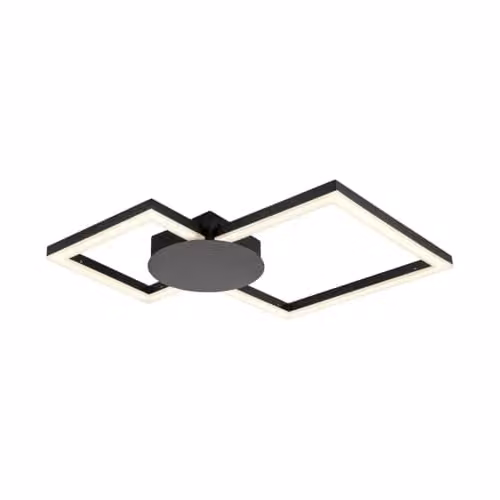 Cosylyte Miles Modern Square LED Ceiling Light, Matt Black, IP44, 3000K Neutral White, 2100lm, W: 44 cm, D: 44 cm, H: 5 cm