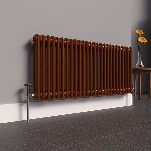Lux Heat Horizontal 2 Column Steel Radiator in Bronze/Brown, W: 119 cm, H: 50 cm