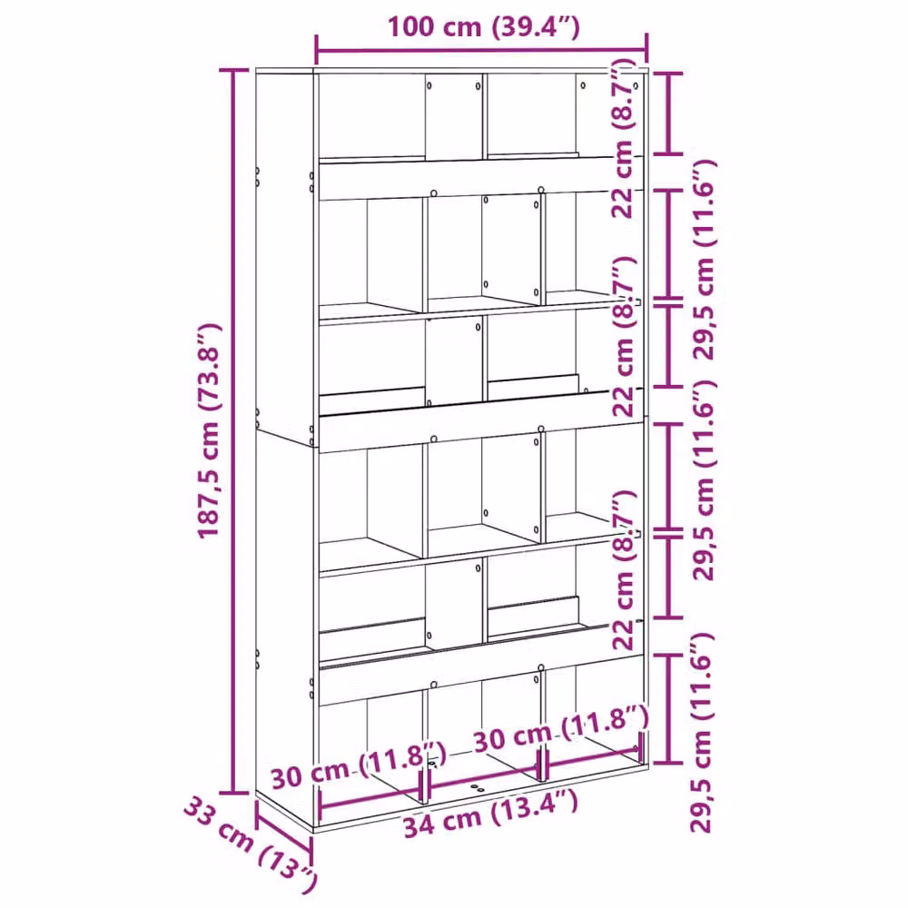 Berkfield Home Black Modern Room Divider in Engineered Wood W/D/H: 100 x 33 x 187.5 cm – 5