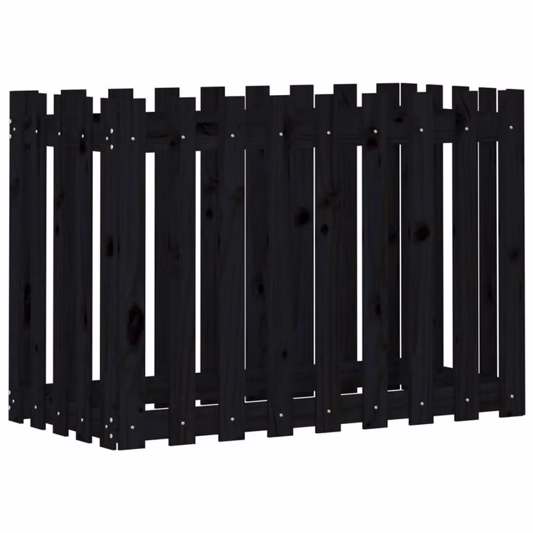 Berkfield Home Garden Raised Bed with Fence Design in Black Solid Wood Pine, W/D/H: 100 x 50 x 70 cm
