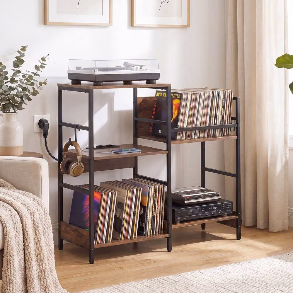 Gymax 3-Tier Large Record Player Table and Turntable Stand in Brown – 6