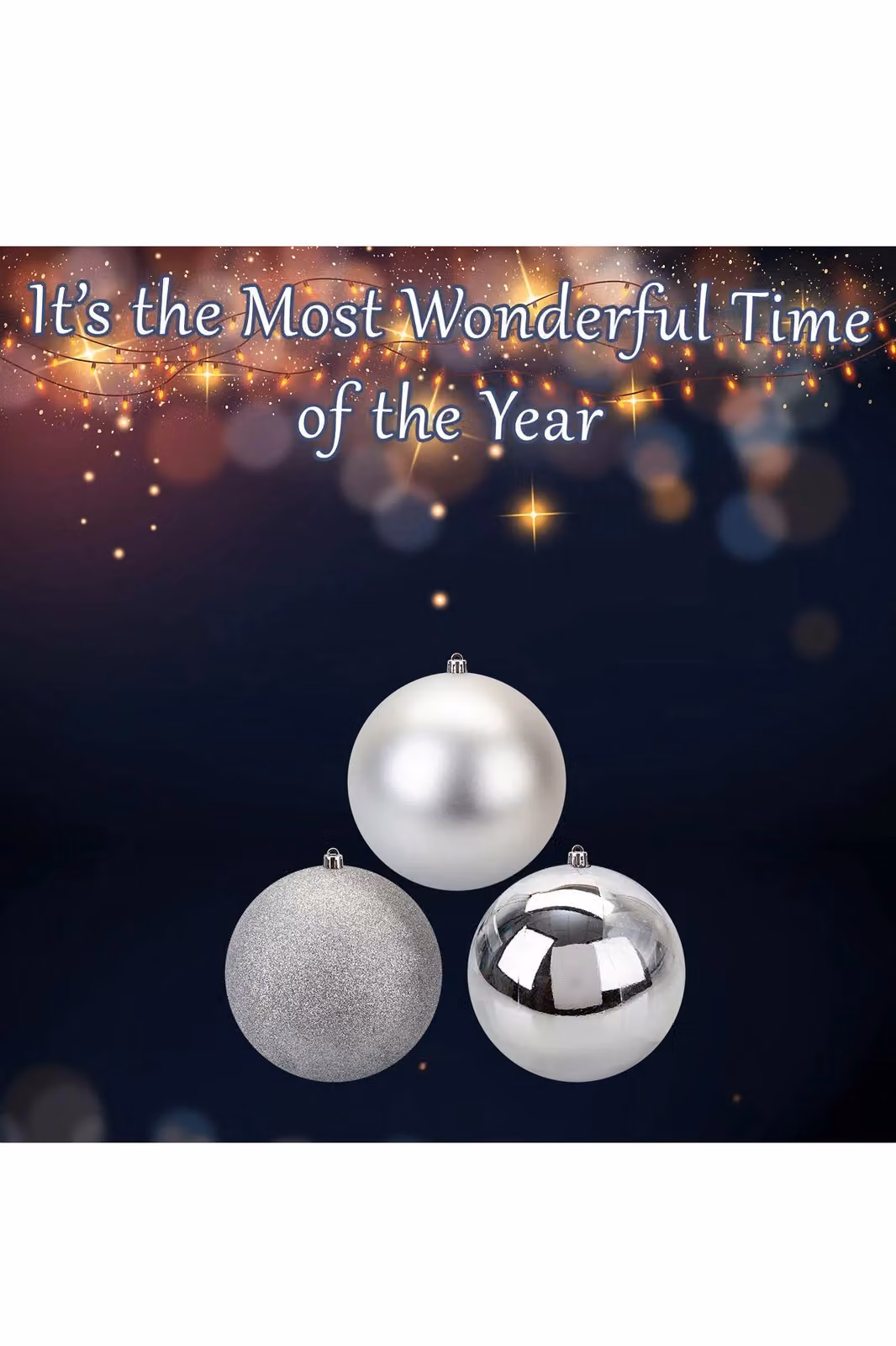 VFM e-Store Set of 3 Silver Round Christmas Bauble Hanging Tree Ornaments, 14 cm – 2