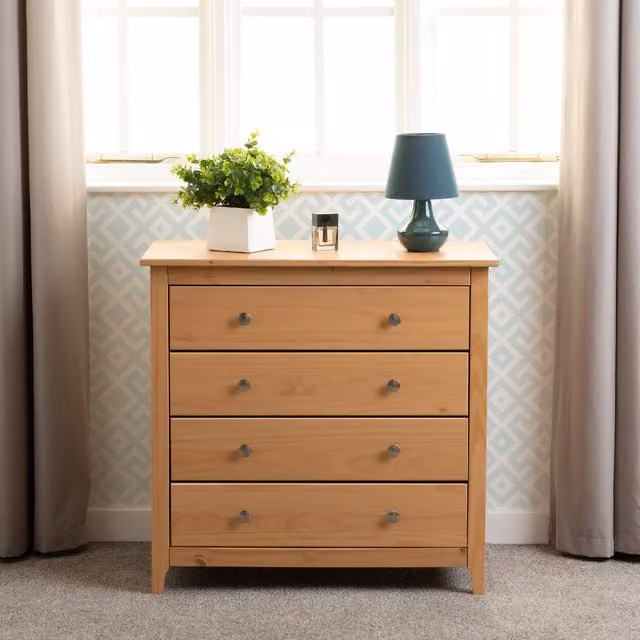 Seconique Oslo 4 Drawer Chest in Antique Pine Brown