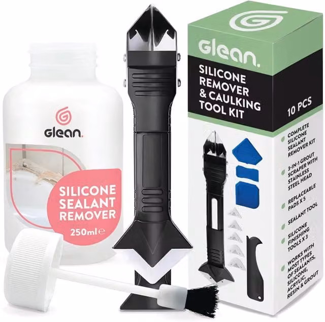 Go Glean Silicone Sealant Remover Gel and Caulking Tool Kit, 250ml, Transparent and Yellow