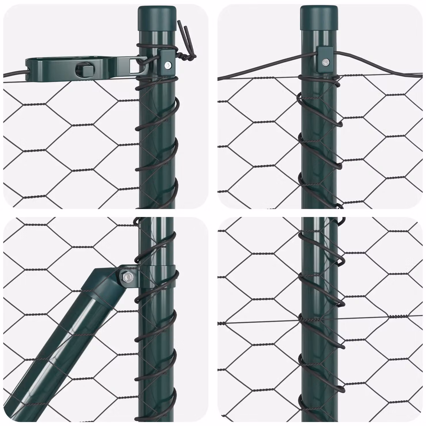 Berkfield Home Hexagon Galvanised Steel Fence in Grey and Green, 0.5 x 50 m – 5