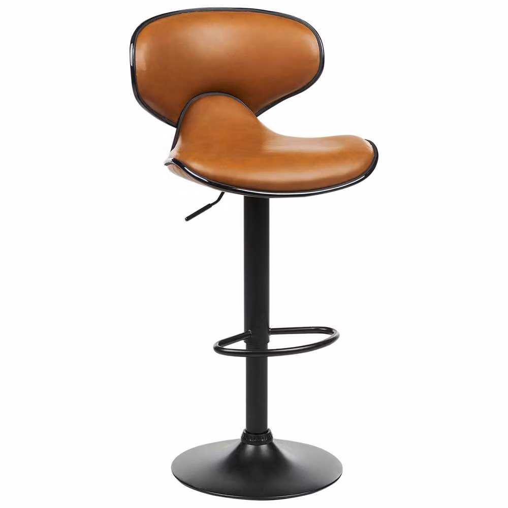 Wyld and Coco Set of 2 Brown Faux Leather Swivel Bar Stools with Gas Lift – 3