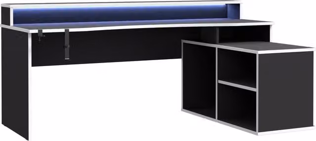 Furniture To Go Loadout Black Gaming Desk with 3 Shelves and Colour Changing LED