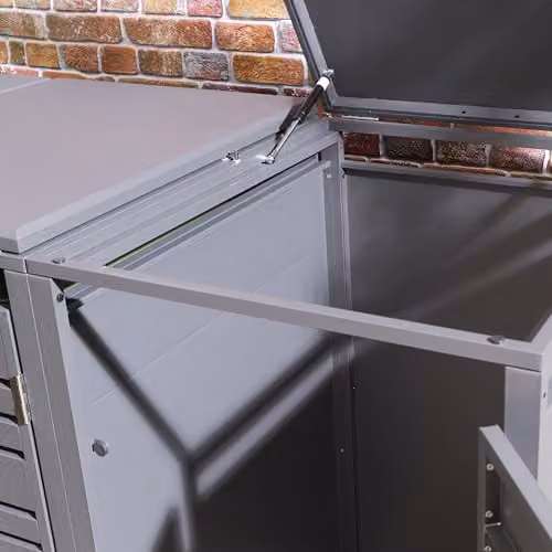 Rowlinsons Chelsea Triple Bin Store in Anthracite Grey Steel, W: 200.5 cm, D: 81.0 cm, H: 116.5 cm – 3