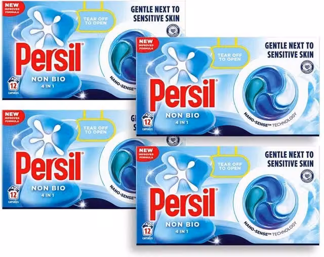 Persil Non Bio Fast-Dissolving Laundry Capsules, 48 Washes, 4 Pack