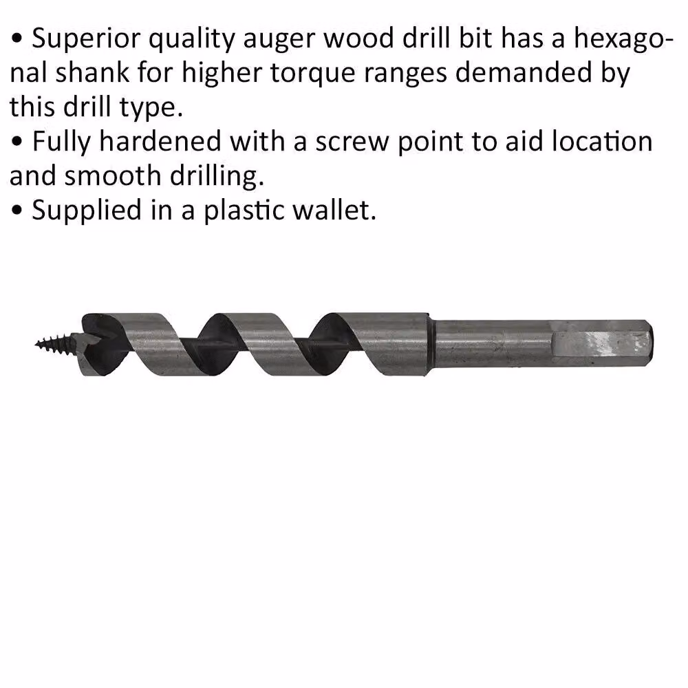 Loops Silver Hardened Auger Wood Drill Bit with Hexagonal Shank, 16 mm x 155 mm – 2